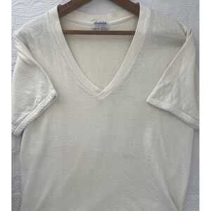 Vintage Duofold Two Layer Fabric Short Sleeve V-Neck T-Shirt  Large 50s 60s USA